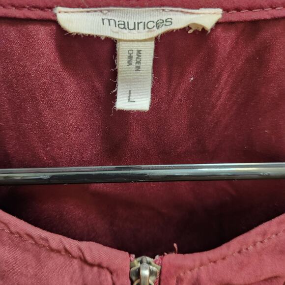 Maurices Anorak front zip soft utility jacket size large burgundy - Picture 2 of 9